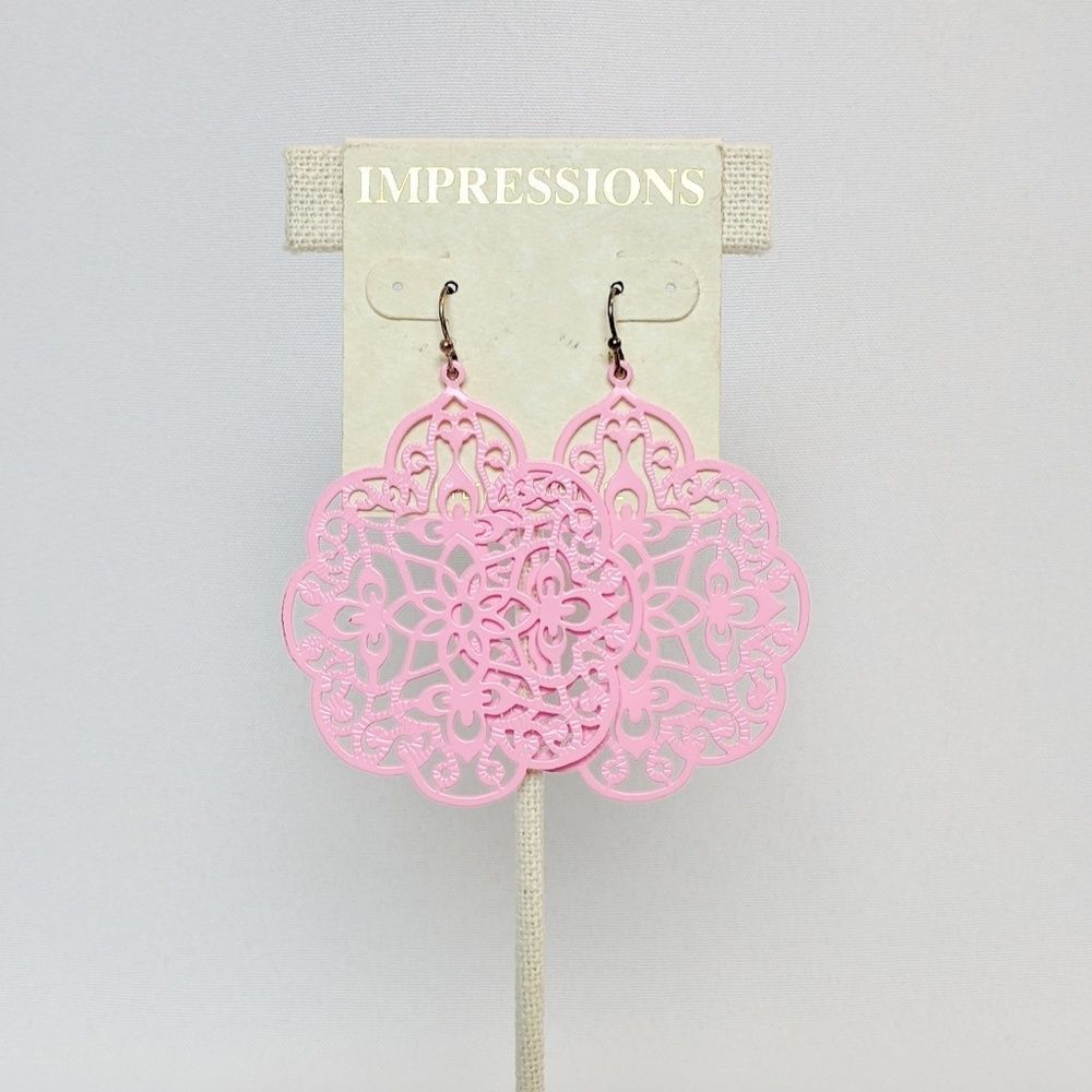 Impressions Pink Filigree Lightweight Earrings